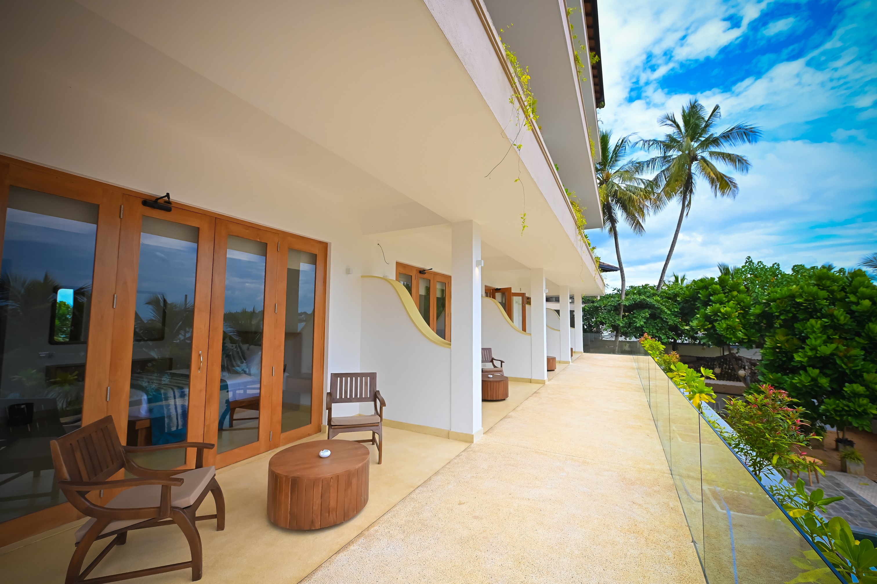Garden terrace with palms