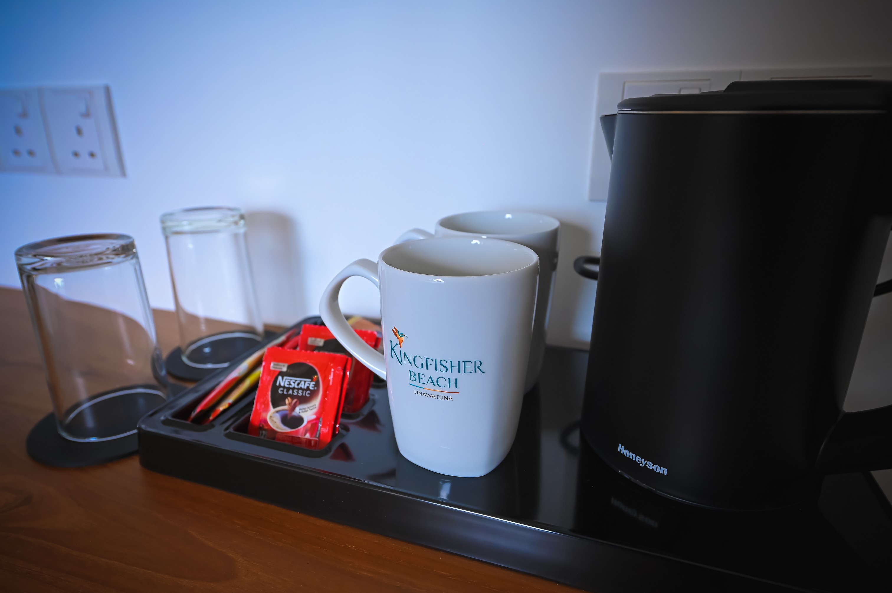 Kingfisher branded tea and coffee